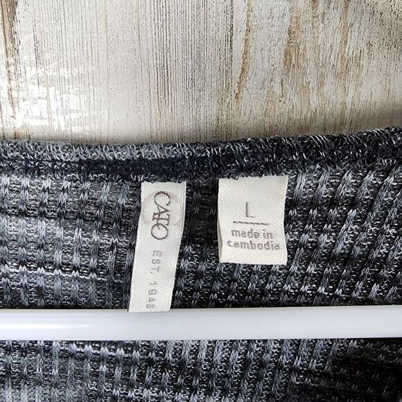 Cato Long Sleeve Deep V-Neck Sweater Black Gray Size Large - Picture 3 of 8